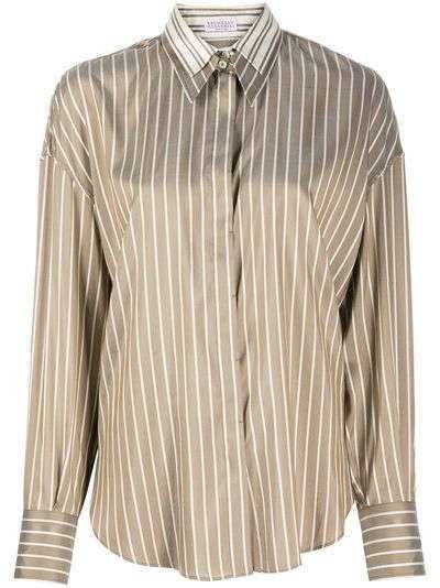 Brunello Cucinelli рубашка в полоску с двойным воротником