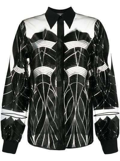 Alberta Ferretti рубашка с геометричным узором и прозрачными вставками
