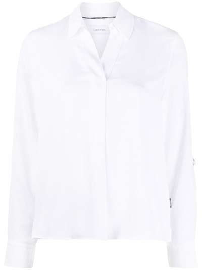 Calvin Klein поплиновая рубашка с открытым воротником