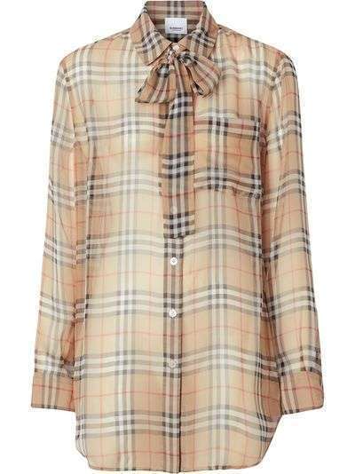 Burberry рубашка в клетку Vintage Check с бантом