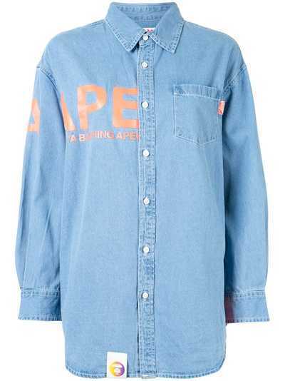 AAPE BY *A BATHING APE® джинсовая рубашка с логотипом