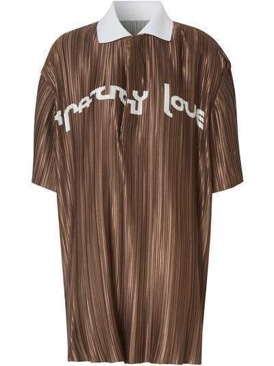 Burberry плиссированная атласная рубашка поло с надписью