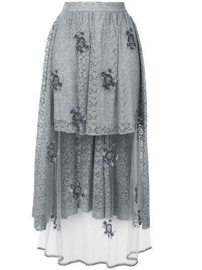 Stella McCartney асимметричная кружевная юбка с украшением из бусин и пайеток