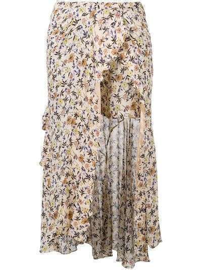 Chloé асимметричная юбка с цветочным принтом