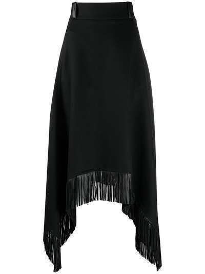 Saint Laurent юбка асимметричного кроя с бахромой