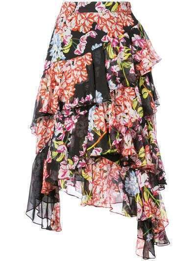 Josie Natori ярусная юбка с цветочным принтом 'Hokkaido'