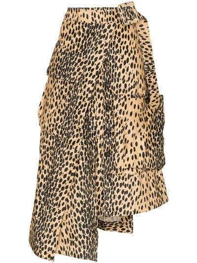 Jacquemus юбка миди асимметричного кроя с леопардовым принтом