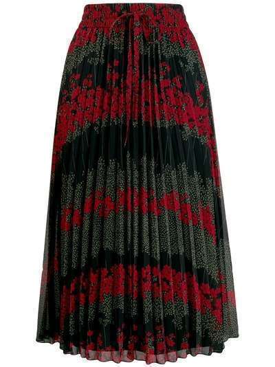 RedValentino плиссированная юбка с цветочным принтом