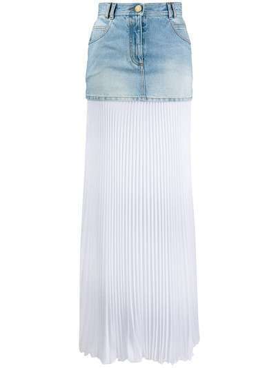 Balmain джинсовая юбка со складками