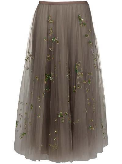Valentino юбка из тюля с вышивкой
