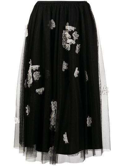 RedValentino многослойная юбка с цветочной аппликацией