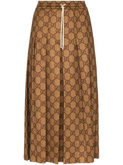 Gucci юбка миди с узором GG и складками
