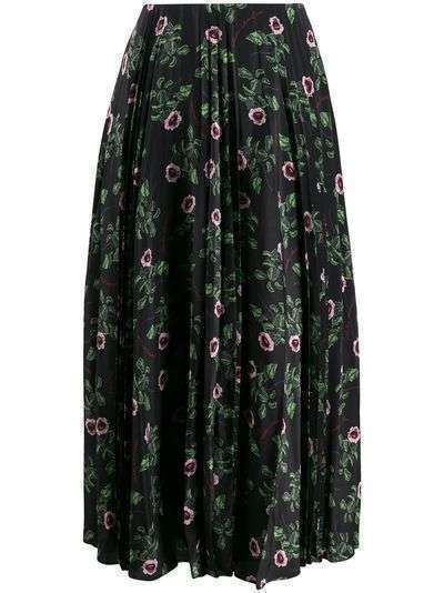 Valentino плиссированная юбка с цветочным принтом