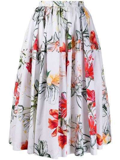 Alexander McQueen юбка миди с цветочным принтом