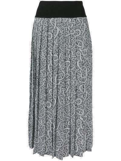 agnès b. плиссированная юбка с абстрактным принтом
