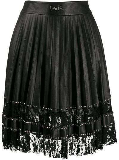 Philipp Plein плиссированная юбка с кружевом