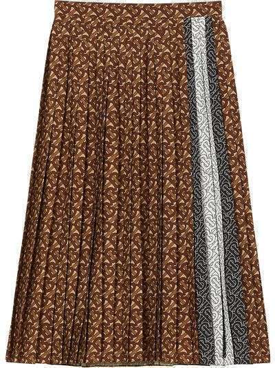 Burberry плиссированная юбка в полоску с монограммой