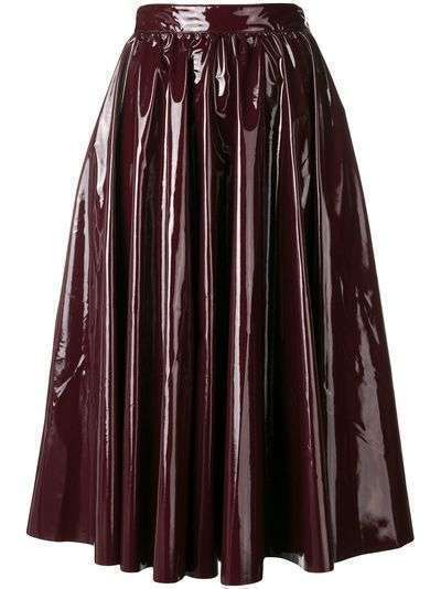 MSGM vinyl flared skirt