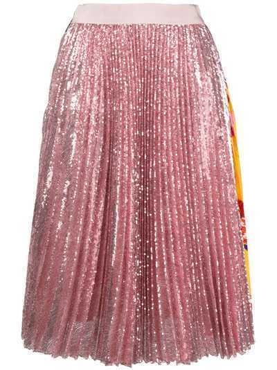 MSGM плиссированная юбка-миди с пайетками