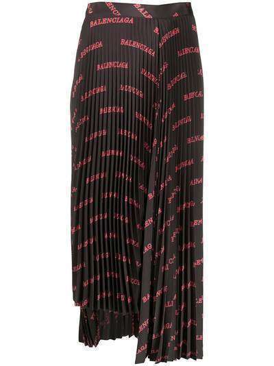 Balenciaga плиссированная юбка с логотипом