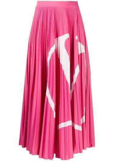 Valentino плиссированная юбка с логотипом VLogo