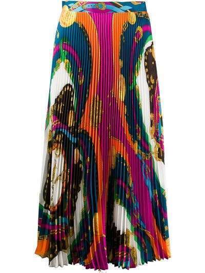 Versace плиссированная юбка миди с принтом Barocco Rodeo