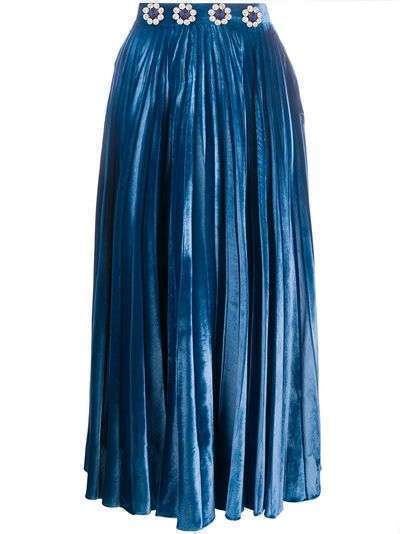Christopher Kane плиссированная юбка миди с кристаллами