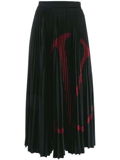 Valentino плиссированная юбка с принтом VLogo