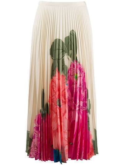 Valentino плиссированная юбка с цветочным принтом