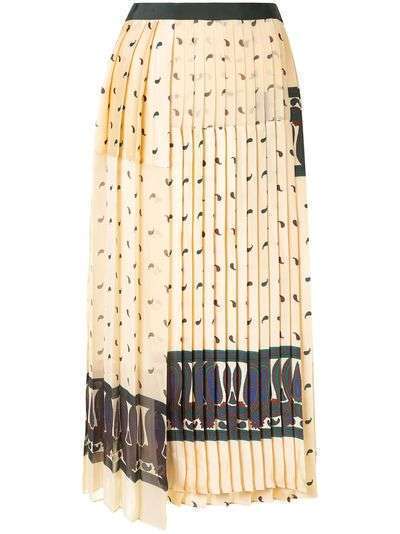 Sacai плиссированная юбка с принтом пейсли
