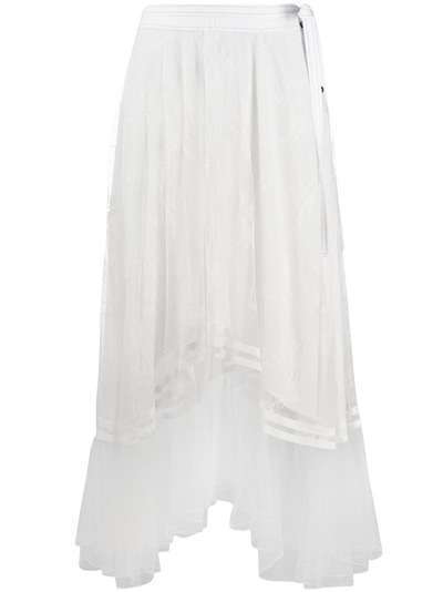 Chloé кружевная юбка с драпировкой и цветочным принтом