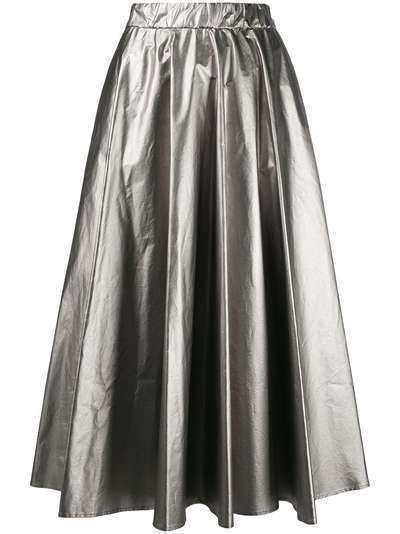 Moncler юбка миди со складками и эффектом металлик