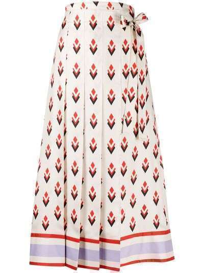Valentino плиссированная юбка с геометричным принтом