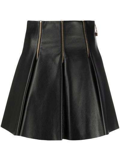 Versace юбка мини со складками и декором Safety Pin