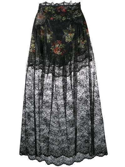 Paco Rabanne кружевная юбка с цветочным принтом