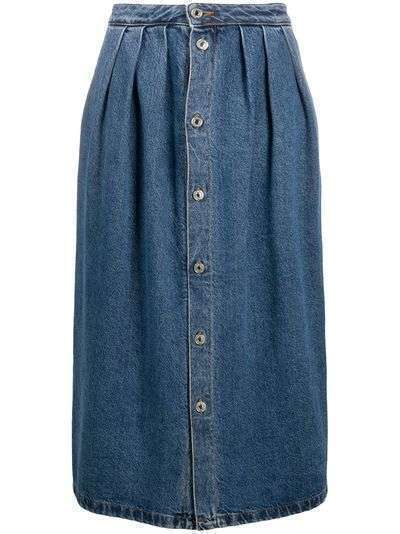 MSGM джинсовая юбка миди на пуговицах
