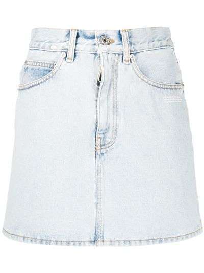 Off-White джинсовая юбка с логотипом