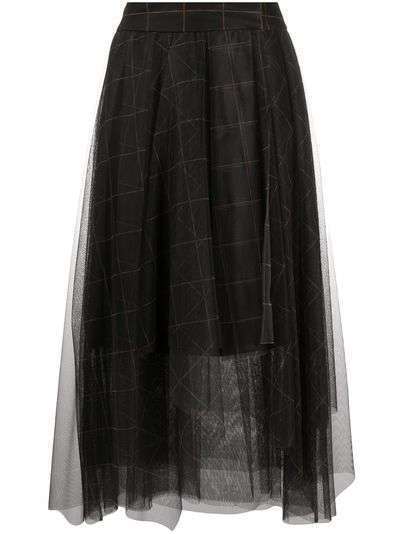 Brunello Cucinelli клетчатая юбка из тюля