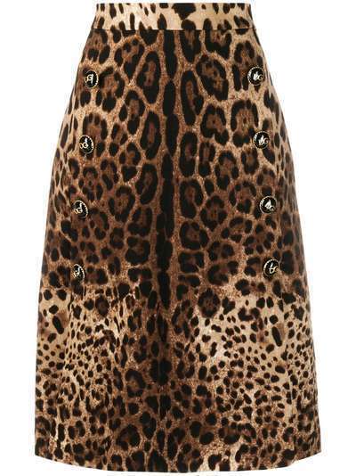 Dolce & Gabbana леопардовая юбка А-силуэта