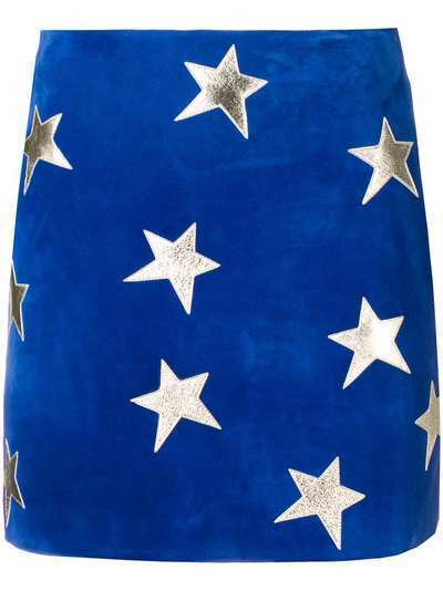 Saint Laurent юбка мини с нашивками в форме звезд