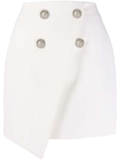 Balmain двубортная юбка мини асимметричного кроя