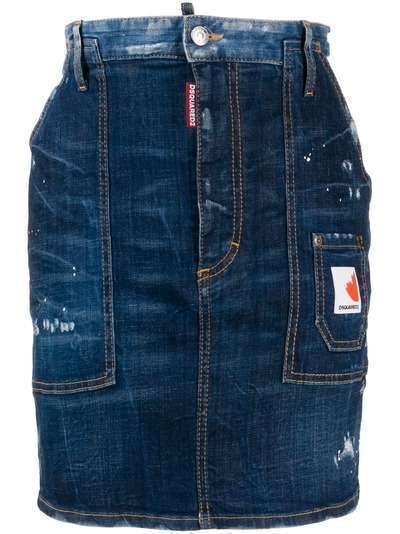 Dsquared2 джинсовая мини-юбка с эффектом потертости