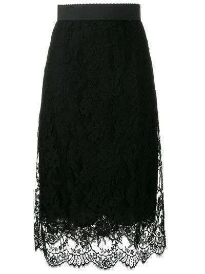 Dolce & Gabbana юбка миди из цветочного кружева