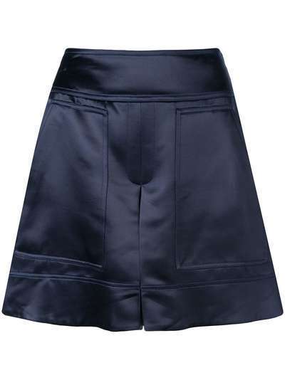 Tibi атласная юбка-шорты с карманами карго