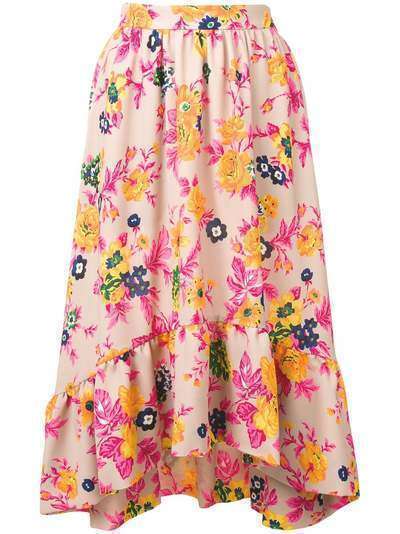 MSGM асимметричная юбка с цветочным принтом