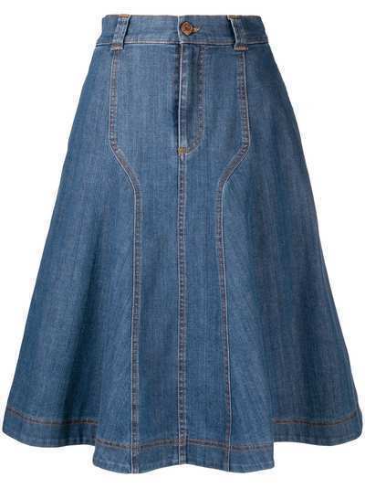 See by Chloé расклешенная джинсовая юбка