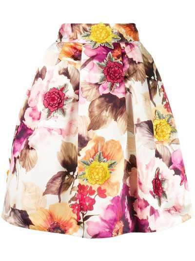 Philipp Plein юбка А-силуэта с цветочным принтом