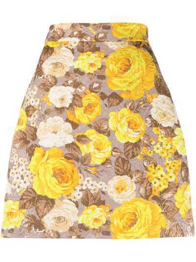 MSGM жаккардовая юбка А-силуэта с цветочным узором