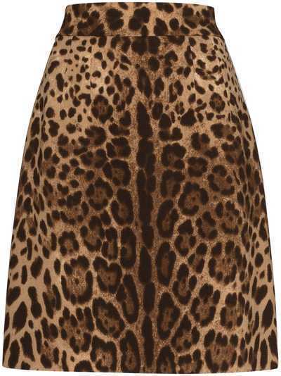 Dolce & Gabbana юбка А-силуэта с леопардовым принтом