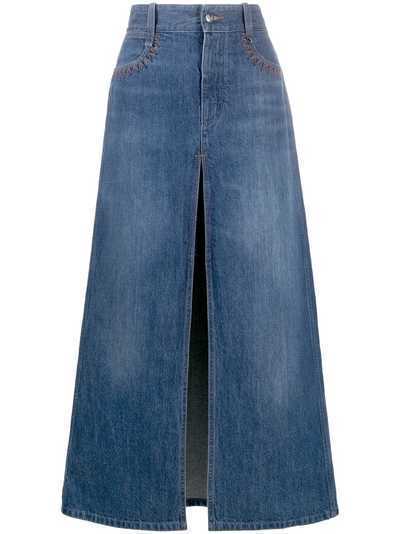 Chloé джинсовая юбка с разрезом спереди